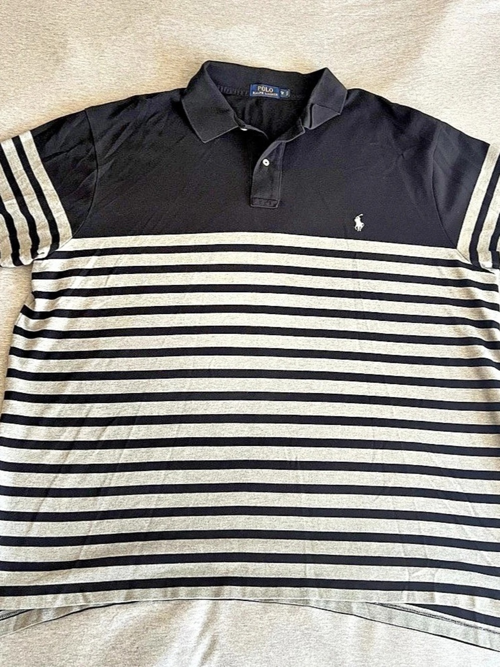 Polo Ralph Lauren Striped Polo Shirt Black & Gray 3XB